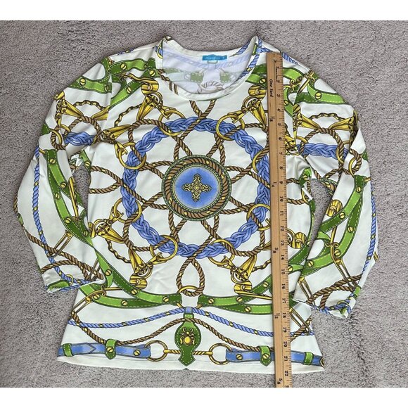 J.McLaughlin Top Size Small Catalina Chain Rope Print 3/4 Sleeve - Picture 7 of 11